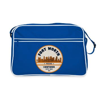 Fort Worth Cowtown Skyline Emblem - Retro Bag - blue/white - Front