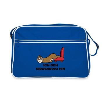 Schlafen Tier Faul Statement Säugetier Müde - Retro Tasche - Blau/Weiß - Vorne