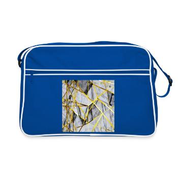 Marble Mosaic Gold Texture - Retro Bag - blue/white - Front