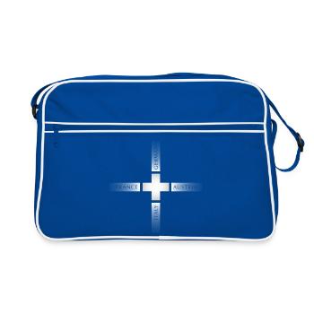Schweizerkreuz und Nachbarländer - Retro Tasche - Blau/Weiß - Vorne