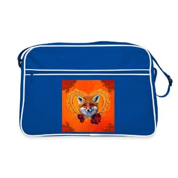 Wunderbarer Fuchskopf mit Herz - Retro Tasche - Blau/Weiß - Vorne