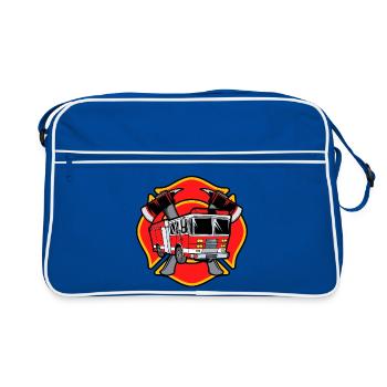 Fire Engine Fire Protection Fire Brigade Rescuer - Retro Bag - blue/white - Front