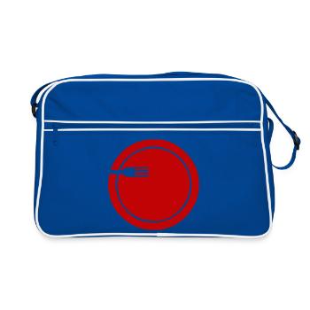 Plaque avec fourche simplifiée | Graphique vectoriel - Sac Retro - bleu/blanc - Devant