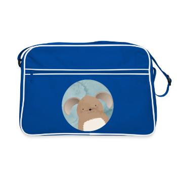 cute rabbit with floppy ears in watercolor patch - Retro Bag - blue/white - Front