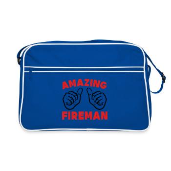 Berufsfeuerwehr Brandschutz Feuerwehr Statement - Retro Tasche - Blau/Weiß - Vorne