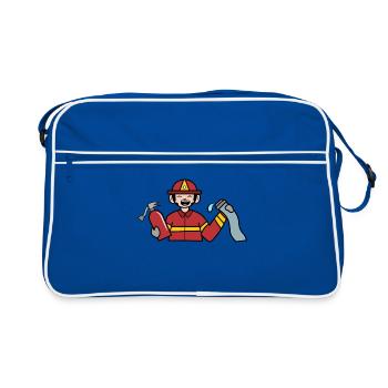 Fire hose fire extinguisher fire brigade rescuer - Retro Bag - blue/white - Front
