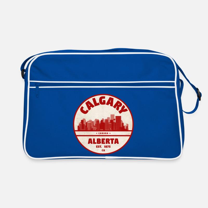 Calgary Skyline Vintage Abzeichen Alberta - Retro Tasche - Blau/Weiß