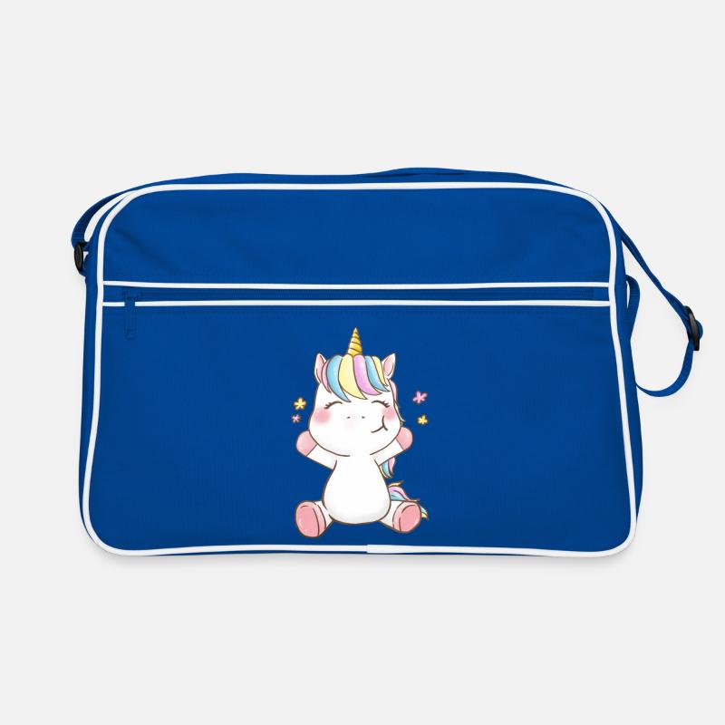Licorne joyeuse - Sac Retro - bleu/blanc