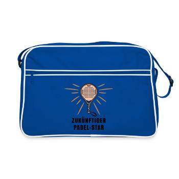 Padel Spieler Racket Statement Sportart Padelspiel - Retro Tasche - Blau/Weiß - Vorne