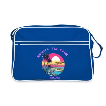 Conception rétro de la plage au coucher du soleil - Sac Retro - bleu/blanc - Devant