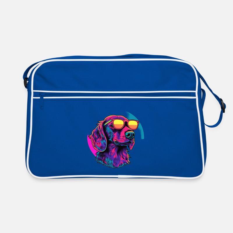 Neon Hund mit Sonnenbrille Retro Tasche