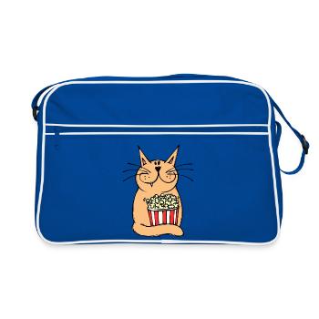 Soirée cinéma chat films regarder cinéma soirée télévision - Sac Retro - bleu/blanc - Devant