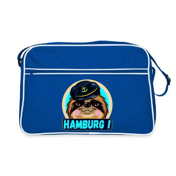 HAMBURG SEGELN HAMBURGER BOOTFAHREN - Retro Tasche - Blau/Weiß - Vorne