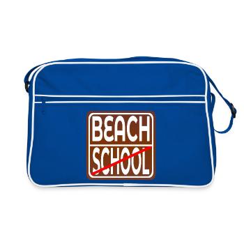 SCHULE STRAND SOMMERFERIEN LEHRER SCHÜLER - Retro Tasche - Blau/Weiß - Vorne