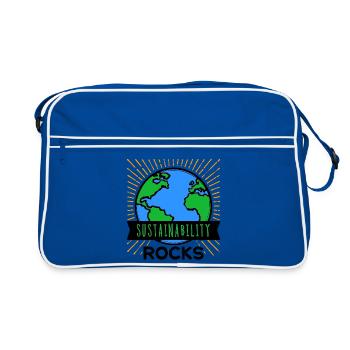 Erde Mutter Natur Nachhaltigkeit Statement Umwelt - Retro Tasche - Blau/Weiß - Vorne