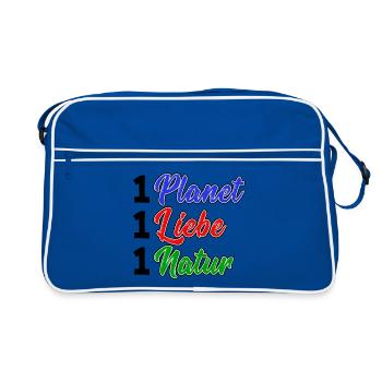 Planet Umwelt Natur Erde Umweltfreundlich Spruch - Retro Tasche - Blau/Weiß - Vorne