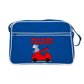 Drittklässler Feuerwehr - Grundschule 3. Klasse - Retro Tasche - Blau/Weiß - Vorne