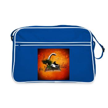 Un piano s’envole d’un livre. - Sac Retro - bleu/blanc - Devant