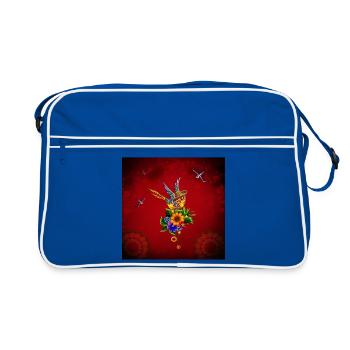 Drôle d’oiseau crâne de sucre avec chapeau - Sac Retro - bleu/blanc - Devant