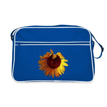 sommerliche blume, tolle pflanzen - Retro Tasche - Blau/Weiß - Vorne