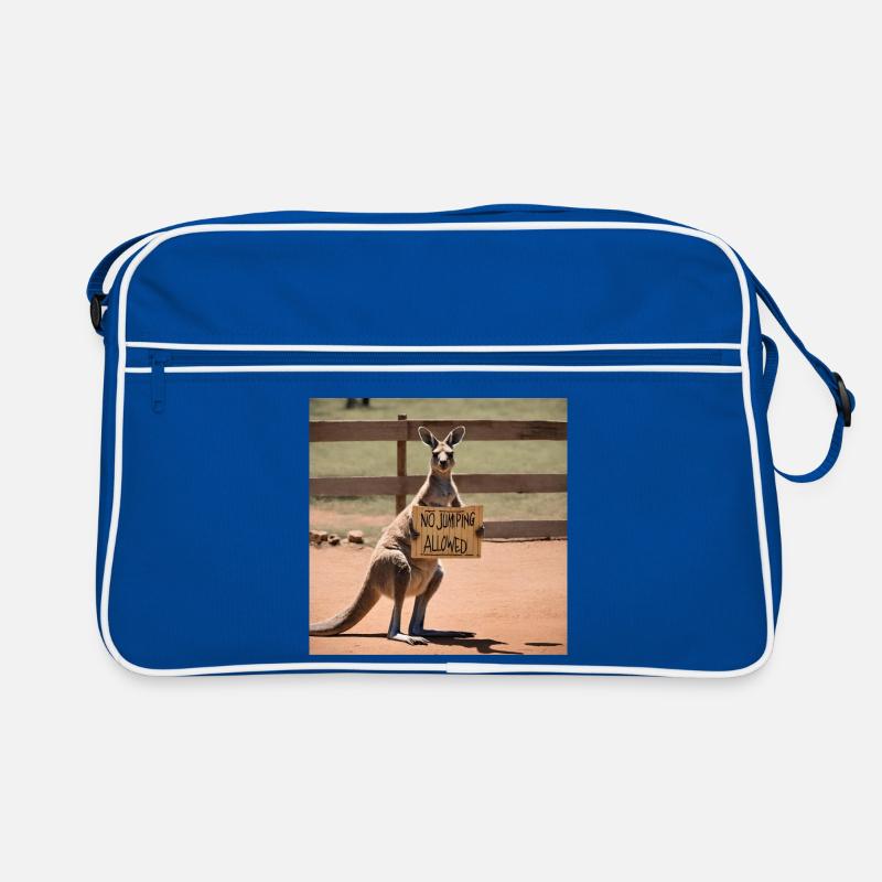 Kangaroo Meme Design - Printflow - Retro Tasche - Blau/Weiß