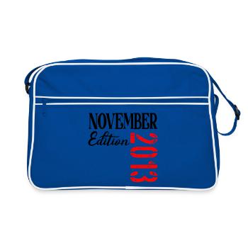 13 years old - Thirteen birthday November 2013 - Retro Bag - blue/white - Front