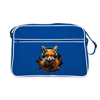 Renard avec casque Splatter Art - Sac Retro - bleu/blanc - Devant