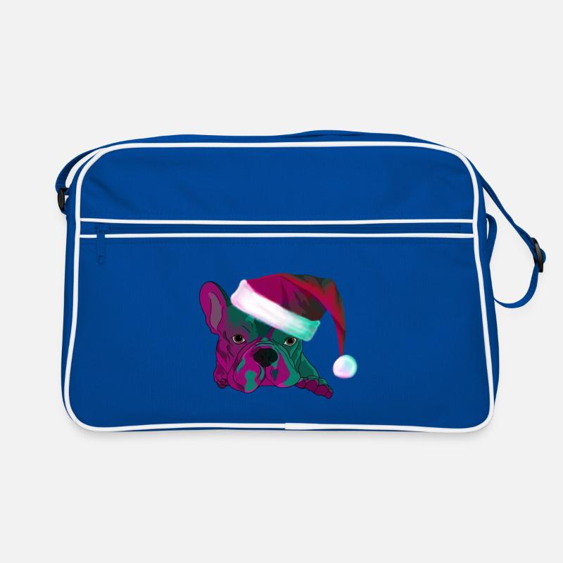 Bouledogue néon avec le Père Noël Sac Retro