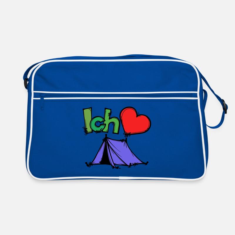 Zelten Camping Camper Statement Wanderlust Herz Retro Tasche