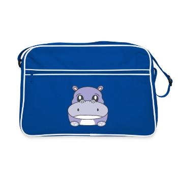 Sad Hippo - Retro Bag - blue/white - Front