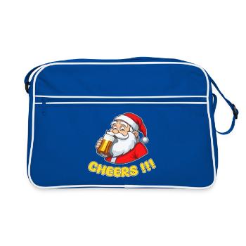 Weihnachtsmann mit Bier Cheers!!! - Retro Tasche - Blau/Weiß - Vorne