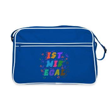 I don't care Statement Indifferent Chill - Retro Bag - blue/white - Front