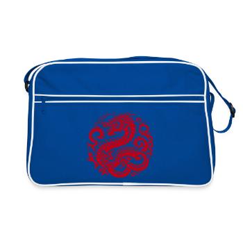 Chinesisches Drachen-Tattoo - Retro Tasche - Blau/Weiß - Vorne