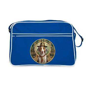 Chien de chasse avec chapeau - Sac Retro - bleu/blanc - Devant