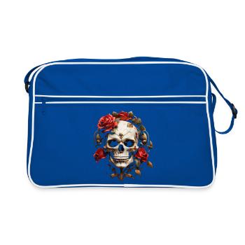 Rose Red Skull Wreath - Retro Bag - blue/white - Front