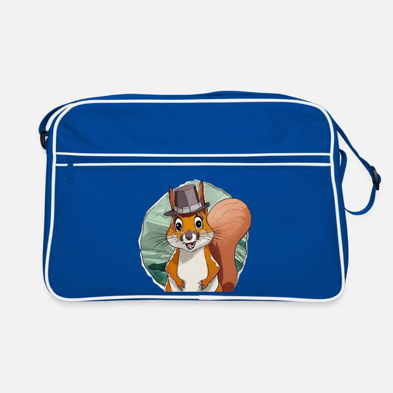 funny squirrel with hat Retro Bag