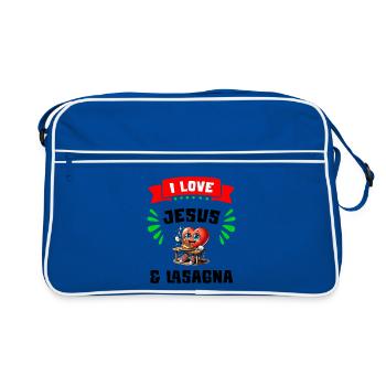J'aime Jésus et les lasagnes - Sac Retro - bleu/blanc - Devant