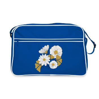 Floral Bouquet in Yellow Lines Contrast - Retro Bag - blue/white - Front