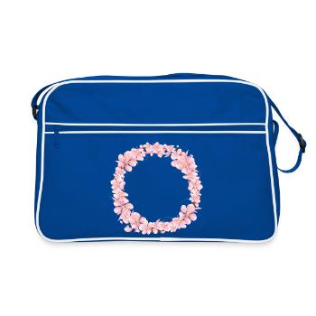 Couronne de fleurs roses pour la décoration printanière - Sac Retro - bleu/blanc - Devant