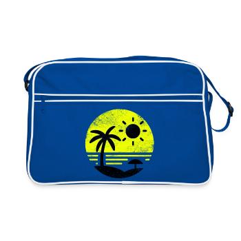 Vintage Beach Black Yellow - Retro Bag - blue/white - Front