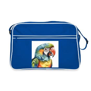 Watercolor macaw - Retro Bag - blue/white - Front