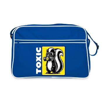Drôle de mouffette avec masque à gaz – Toxique Toxique - Sac Retro - bleu/blanc - Devant