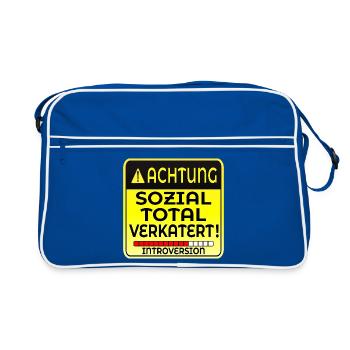 INTROVERTIERTE PERSON INTROVERSION IRONIE - Retro Tasche - Blau/Weiß - Vorne