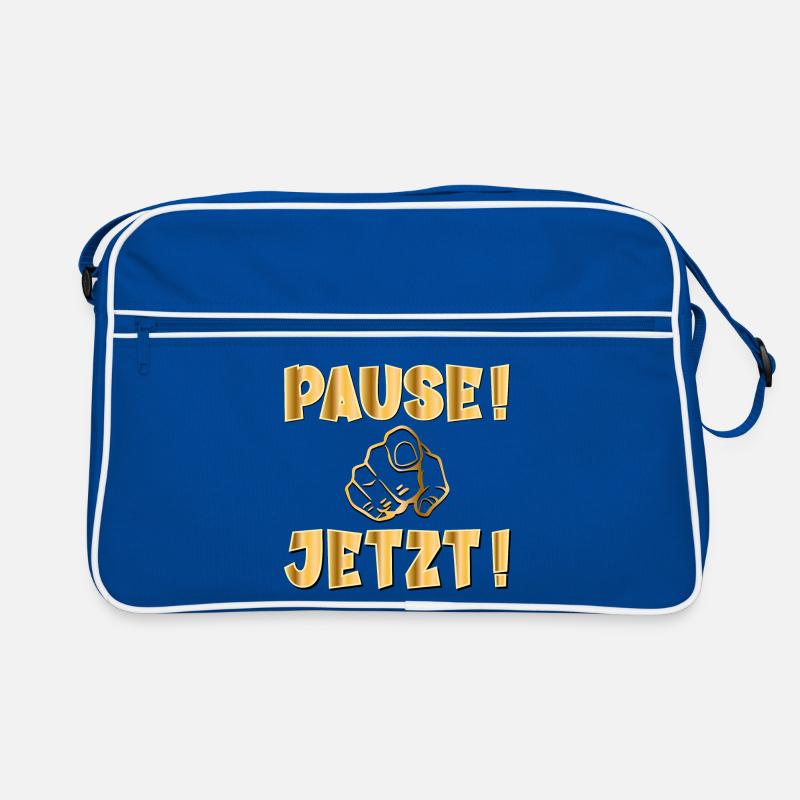 PAUSE JETZT - Retro Tasche - Blau/Weiß