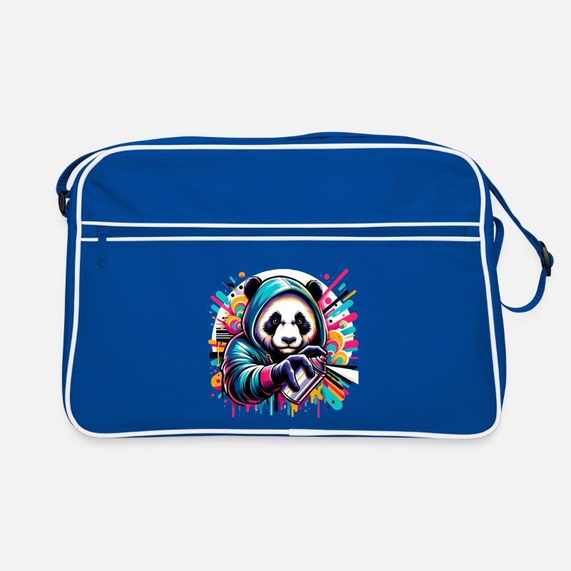 funny panda bear with graffiti and spray can Retro Bag