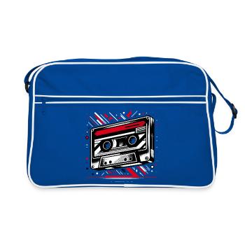 Musik Kassette im Retro-Stil 80er und 90er Stil - Retro Tasche - Blau/Weiß - Vorne