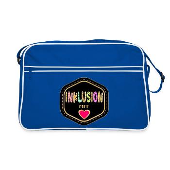 INKLUSION MIT HERZ - Retro Tasche - Blau/Weiß - Vorne