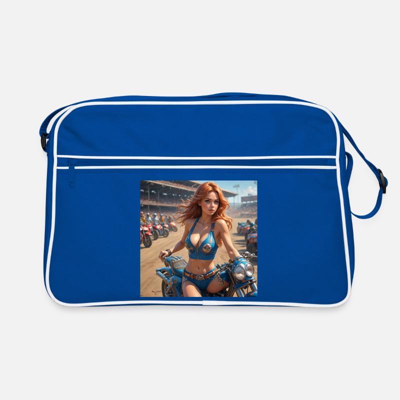 Dirt Track Diva - Retro Tasche - Blau/Weiß