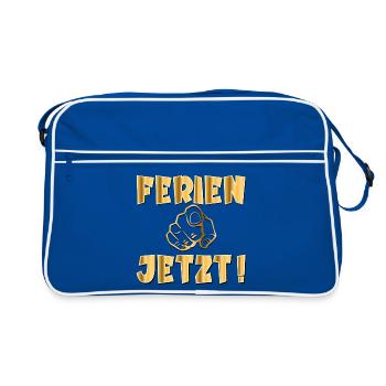 SOMMERFERIEN - WINTERFERIEN - FERIEN - Retro Tasche - Blau/Weiß - Vorne