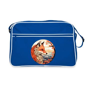 Fuchs zwischen den Blütengipfeln Herbst - Retro Tasche - Blau/Weiß - Vorne